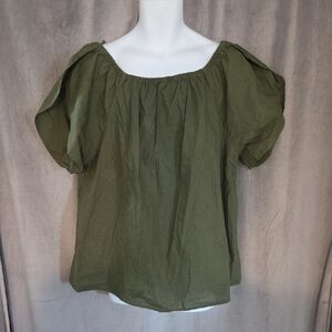 NWT 1X 55% Linen Joe Fresh Olive Green Women's Blouse